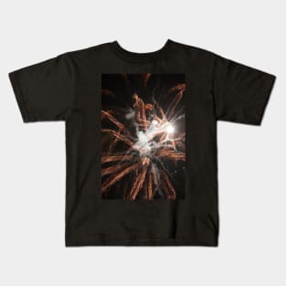 Gold fireworks abstract gold black smoke Kids T-Shirt